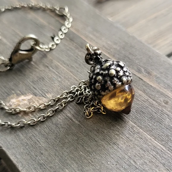 Bronze Acorn Resin Necklace- Handmade Necklace- Bronze Necklace- Acorn J… - Picture 3 of 8